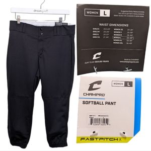 NWT Champro Women's Black Softball Pant Fastpitch Size Large